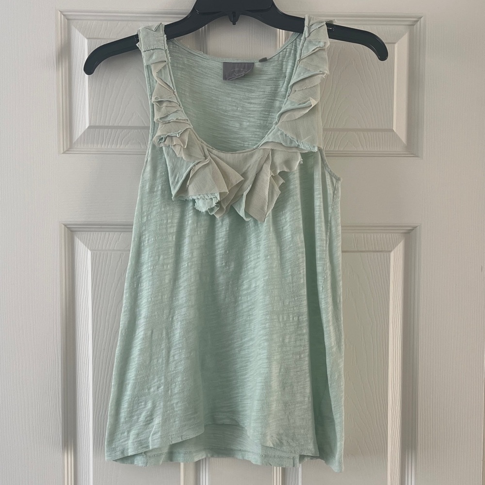Sleeveless Ruffle-Trim Tank Top in Mint